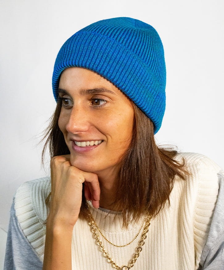 Bonnet chiné bleu et vert -