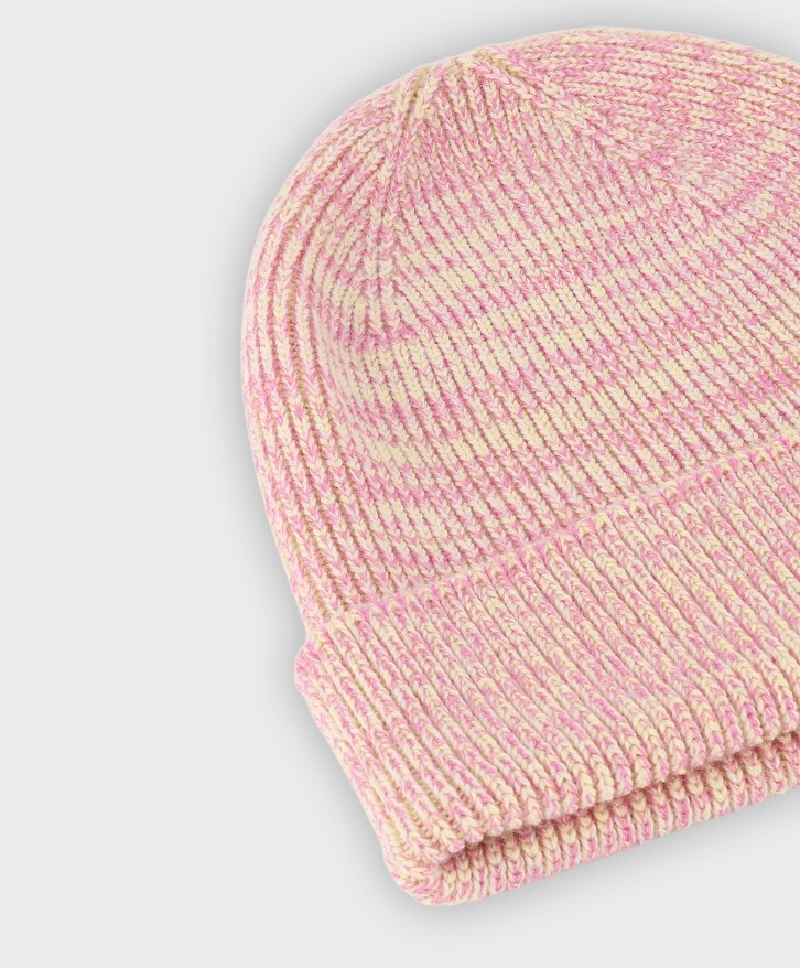 Bonnet chiné rose et jaune -