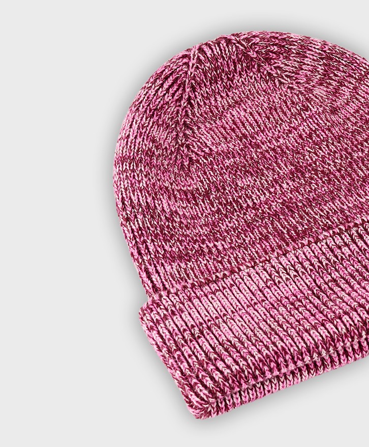 Bonnet chiné bordeaux et rose