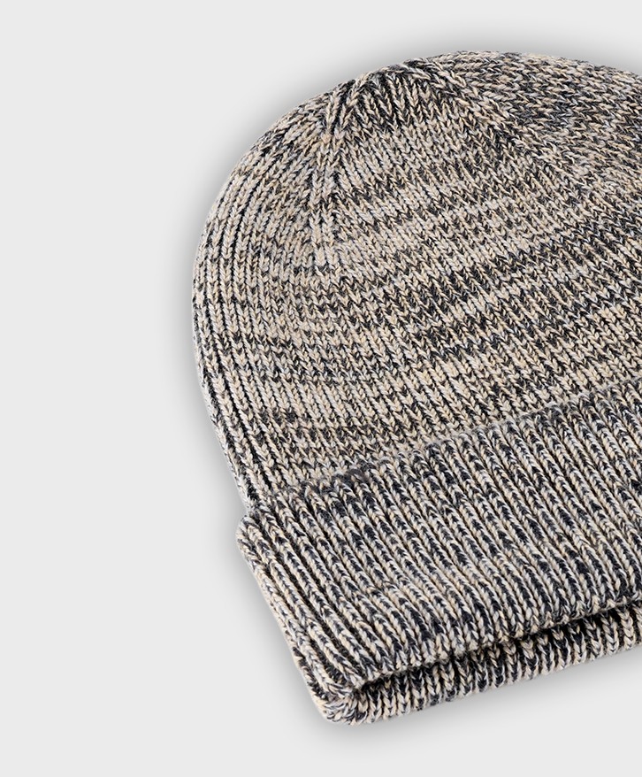 Bonnet chiné gris et sable -