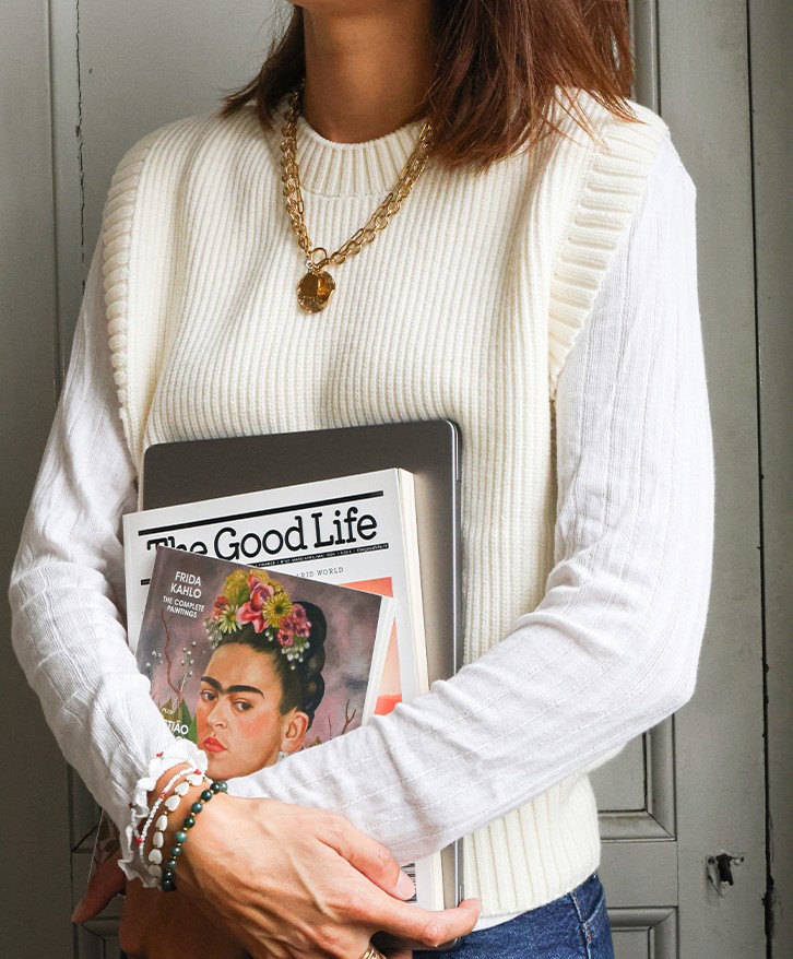 Pull sans manches écru -