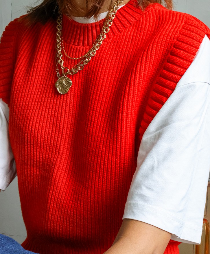 Pull sans manches coquelicot -