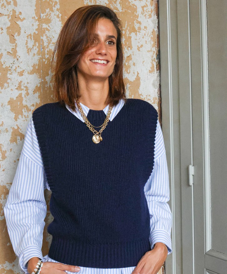 Pull sans manches bleu marine -