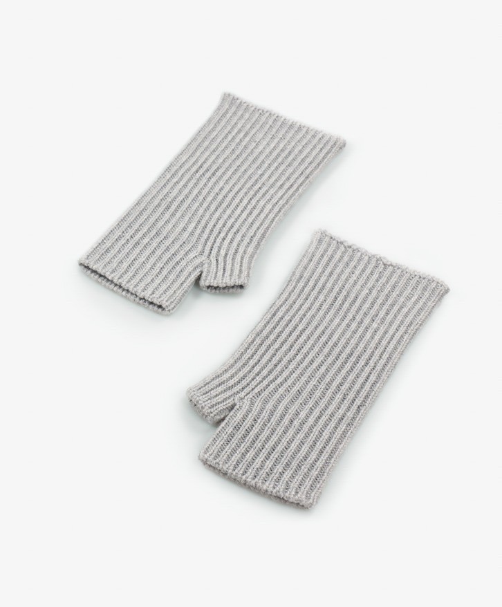 Mitaines en laine mérinos gris chiné -