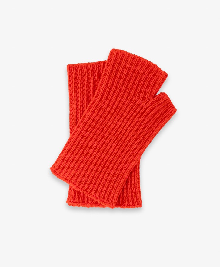 Mitaines en laine mérinos rouge -