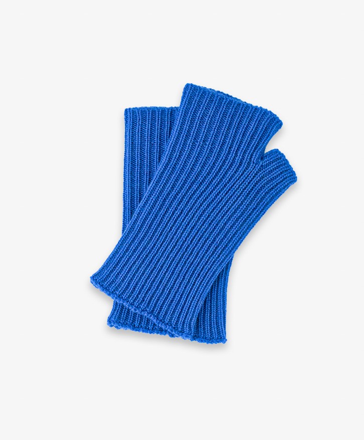 Mitaines en laine mérinos bleu roi -