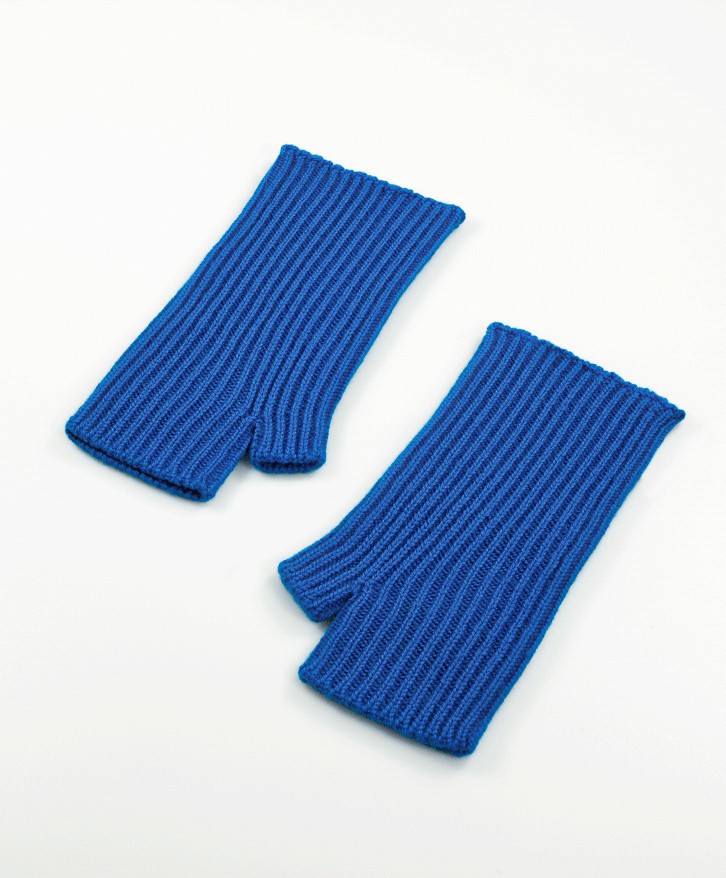Mitaines en laine mérinos bleu roi
