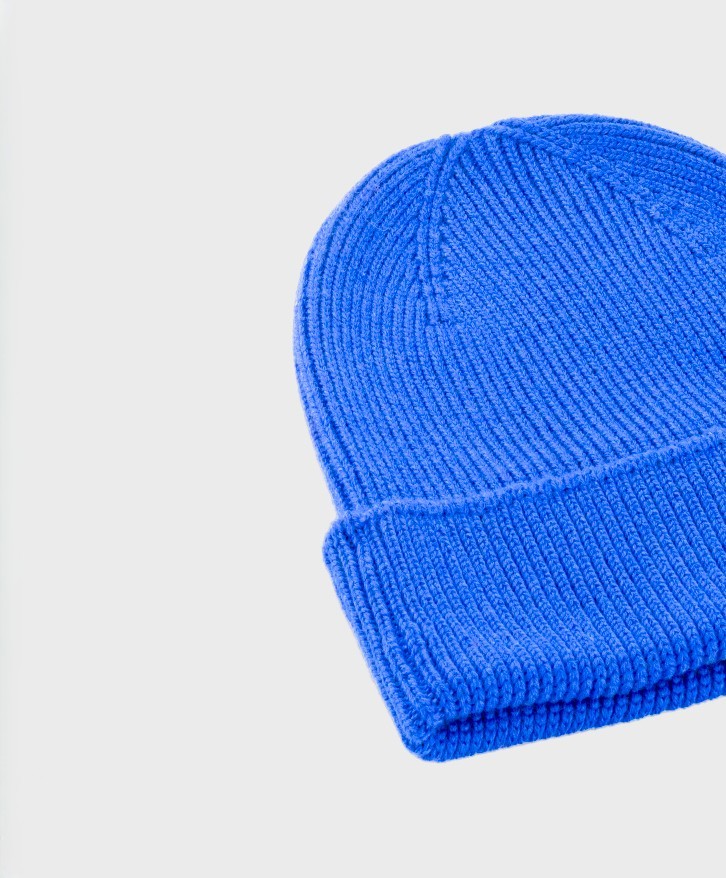 Bonnet en laine mérinos bleu roi -
