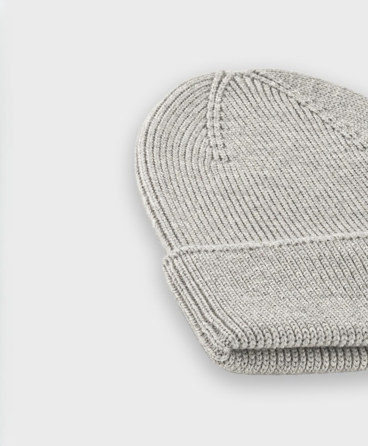 Bonnet en laine mérinos gris chiné