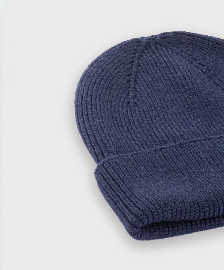 Bonnet en laine mérinos bleu marine -