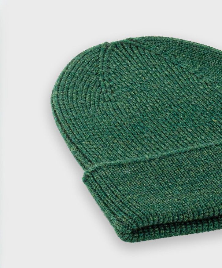 Bonnet en laine mérinos vert foncé -