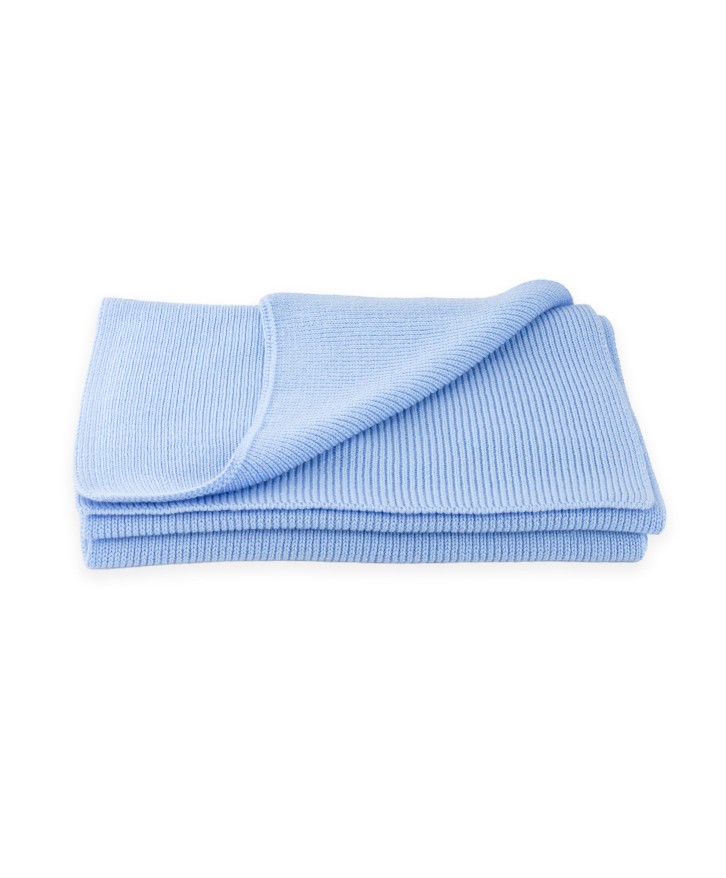 Echarpe bleu ciel en laine mérinos -