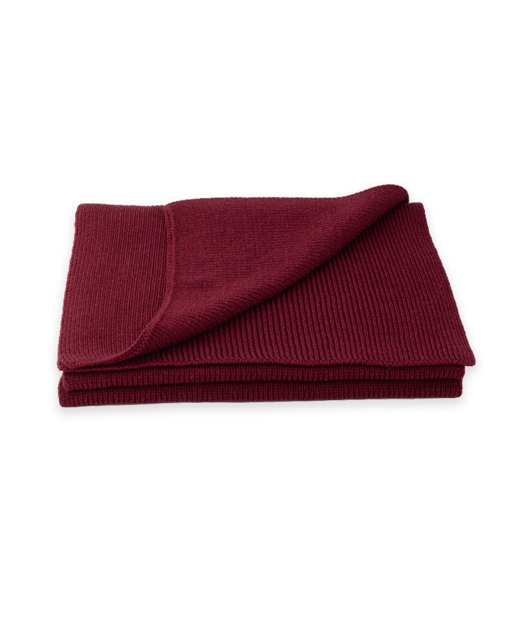Echarpe bordeaux en laine mérinos -