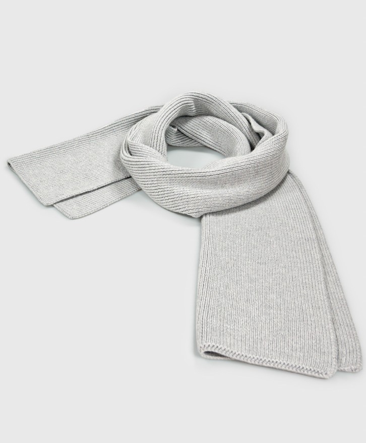 Echarpe gris chiné en laine mérinos -