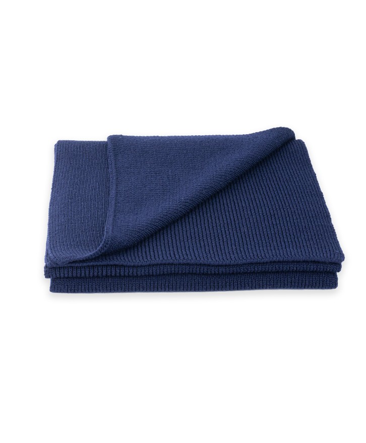 Echarpe bleu marine en laine mérinos