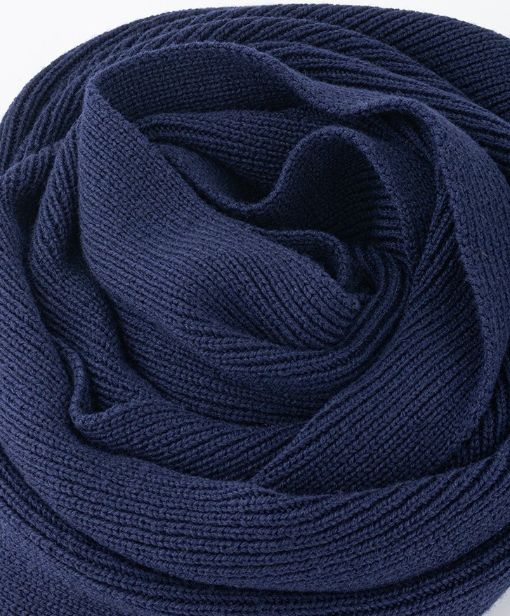 Echarpe bleu marine en laine mérinos -