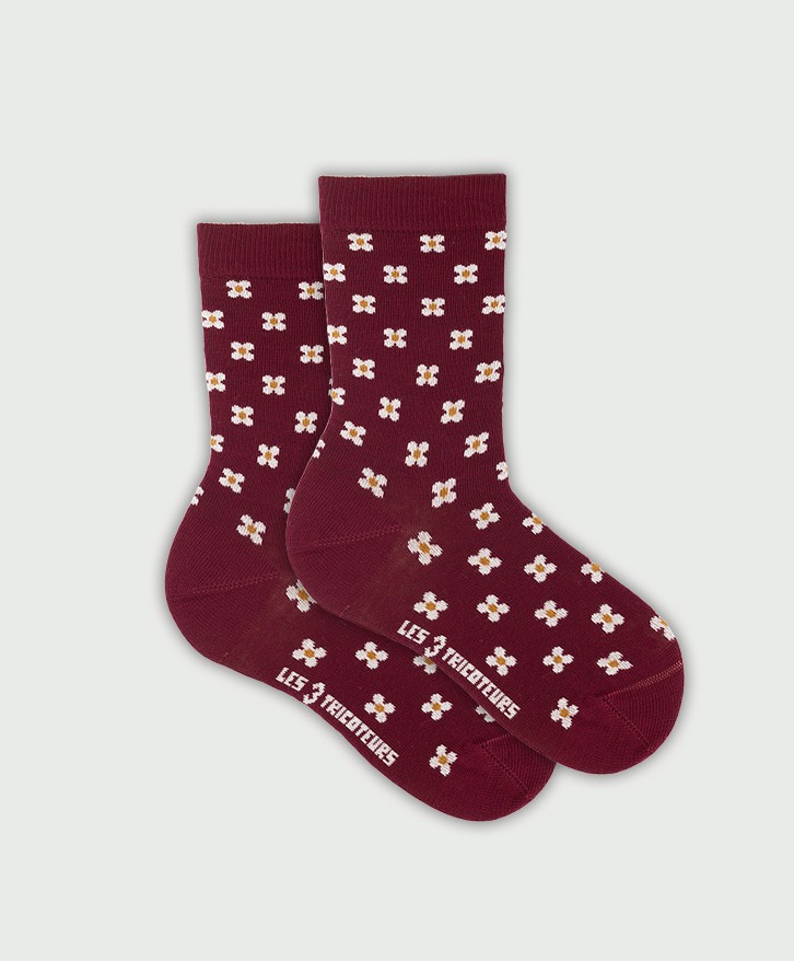 Chaussettes petites fleurs en coton bio | Chaussettes | Les Trois T...