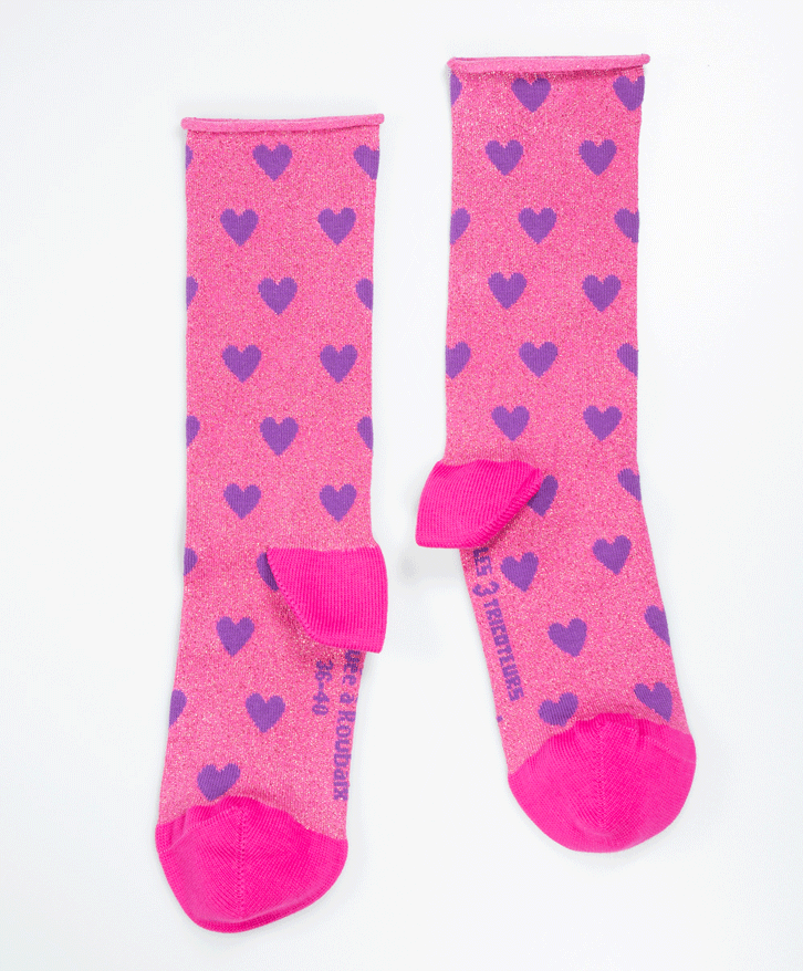 Chaussettes roulottées cœurs aop -