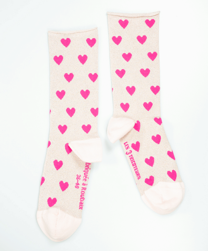 Chaussettes roulottées cœurs aop -